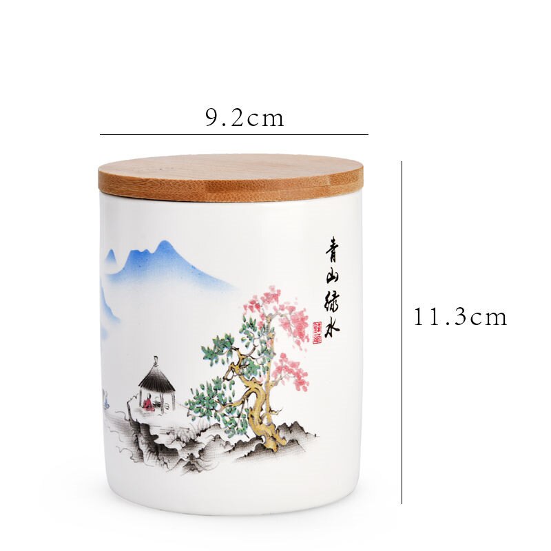 24 kleuren chinese inkt stijl theedoos met deksel groene thee opslagblikken snoeppot kantoor thuis koffie container doos porselein: Qingshanlvshui