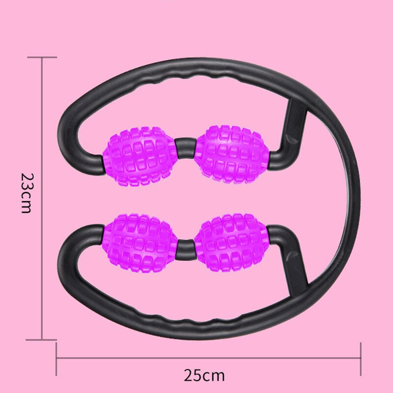 U Shape Trigger Point Massage Roller for Arm Leg Neck Muscle Tissue Fitness Gym Yoga Pilates Sports 4 Wheel Blocks Yoga Roller