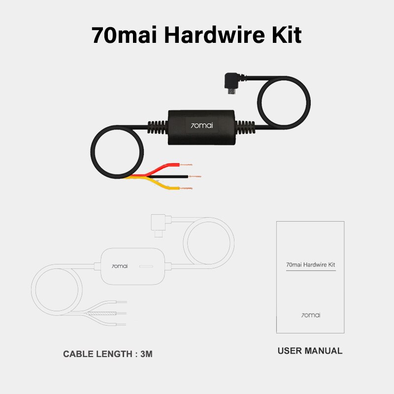 70 mai hardwire kit til 70 mai  a800 4k dash cam , a800s,  reaview camera wide  d07,  dash cam pro  d02,  lite  d08, a500, a500s: Default Title