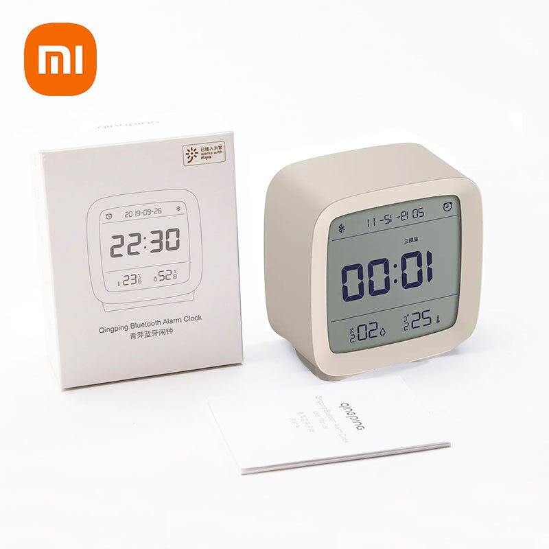 XIAOMI-reloj despertador con Control por aplicación, higrómetro termómetro con Bluetooth 5,0, pantalla LCD, luz nocturna ajustable, calendario, MI Home, Original: Amber white