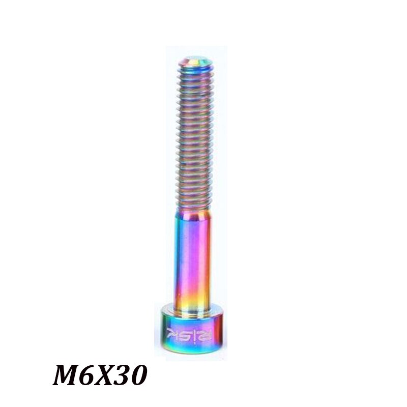 4 Colors RISK 1 pcs Bike Headset Bolt Titanium Aolly MTB Bicycle Stem Top Cap Bolt Screw M6 x 30/35/40/50 mm: rainbow 30mm