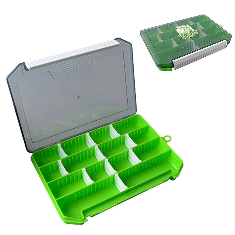 Fishing Tackle Box Storage Trays with Removable Dividers Fishing Lures Hooks Accessories Storage Organizer Box: Green