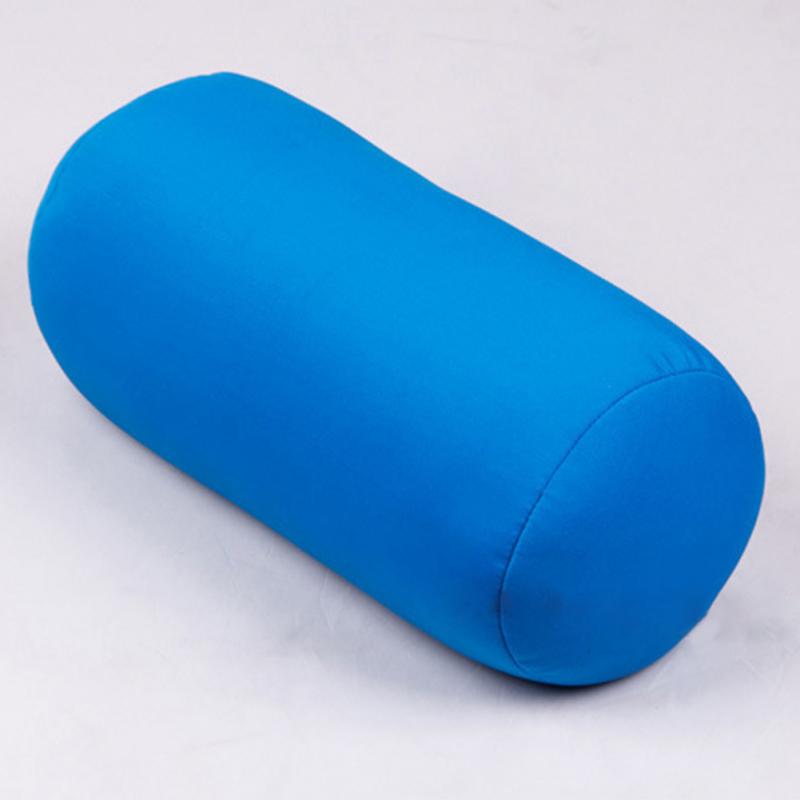 Almohada cilíndrica de 30cm x 16cm, Micro cojín trasero, con cabezal de almohada, Mini microcuentas, de viaje, para decoración de cama: Blue