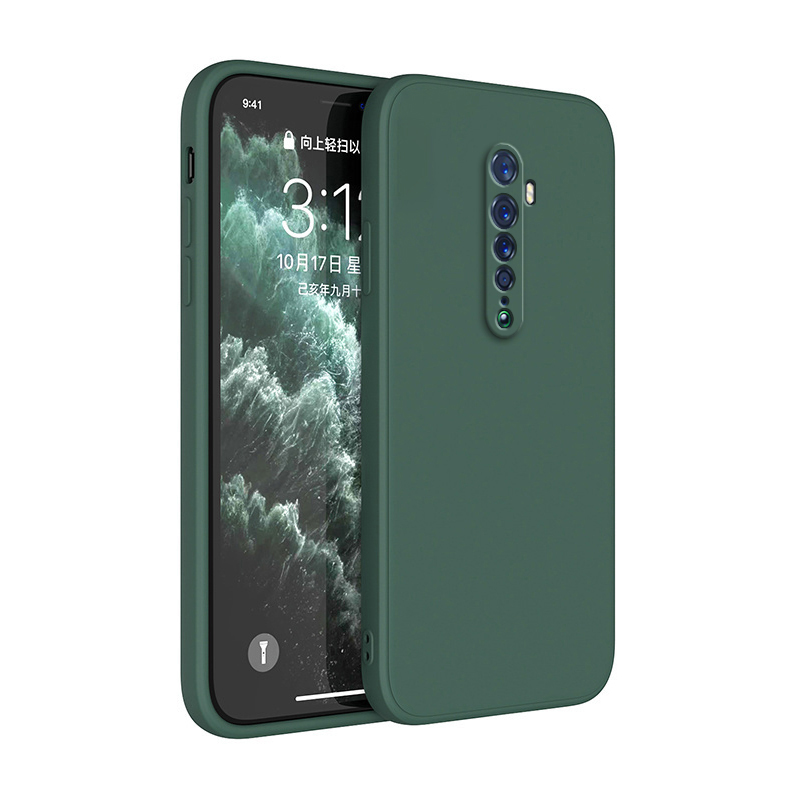 Funda Original para OPPO Reno 2 2F 2Z, protección de cámara, cuadrada, de silicona líquida Reno2, suave, de lujo, ultrafina, a prueba de golpes: nylon / Gris oscuro