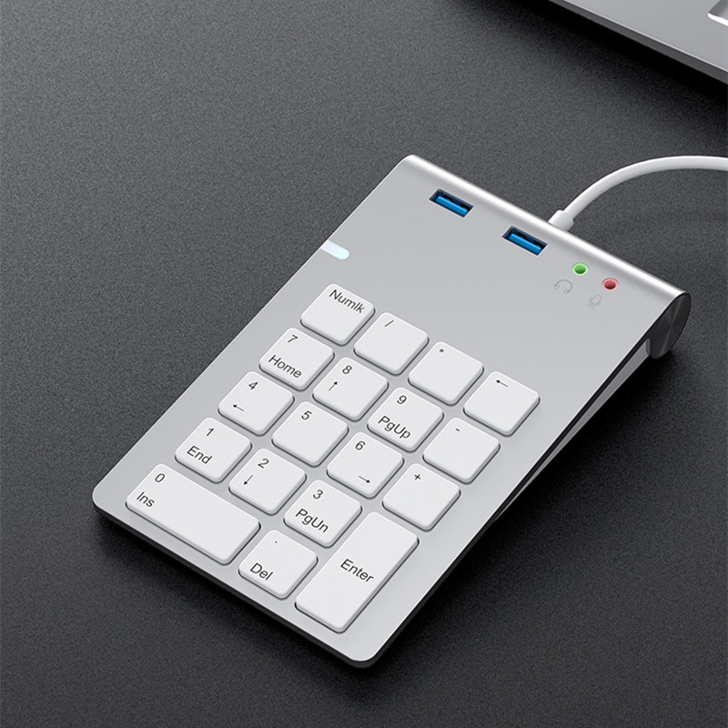 Przewodowa klawiatura numeryczna i HUB USB 3.0 Stacja dokująca z gniazdem 3,5 mm Dysk U Księgowość finansowa Kasjer Uniwersalna klawiatura cyfrowa