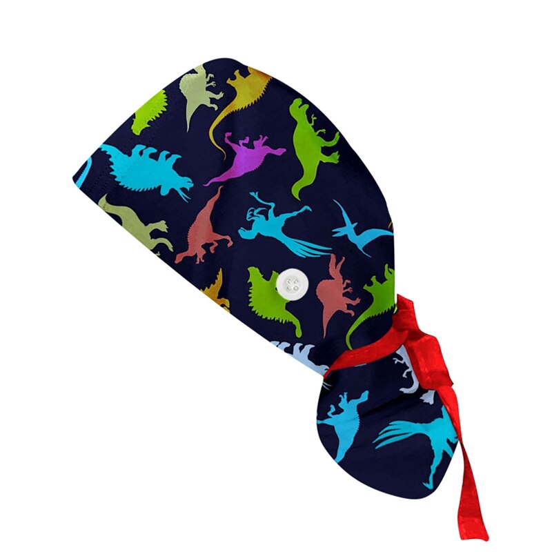 Gorro de algodón con botones para hombre y mujer, estampado, accesorios para uniforme de enfermera, tienda de mascotas, gorro quirúrgico para trabajo de laboratorio de Chef: 16
