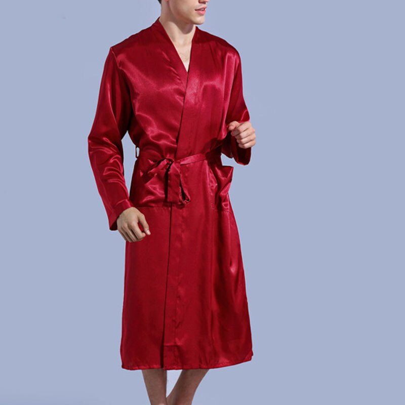 Albornoz de verano y otoño para hombre, ropa de dormir de talla grande estilo fino, 8XL, 7XL, 6XL, busto, 138cm: Rojo / 8XL