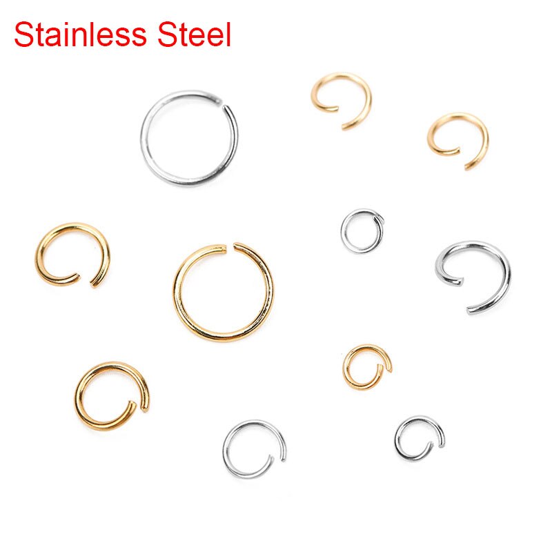 100pcs Golden Stainless Steel Open Jump Rings Bulk Dia 4 5 6 8mm Split Rings End Connectors For Diy Jewelry Making Accessories