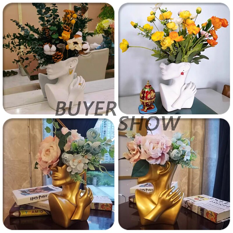 Moderne vase skulptur abstrakt kunst ansigt model boligindretning tilbehør stue dekoration skrivebord blomstervaser statue