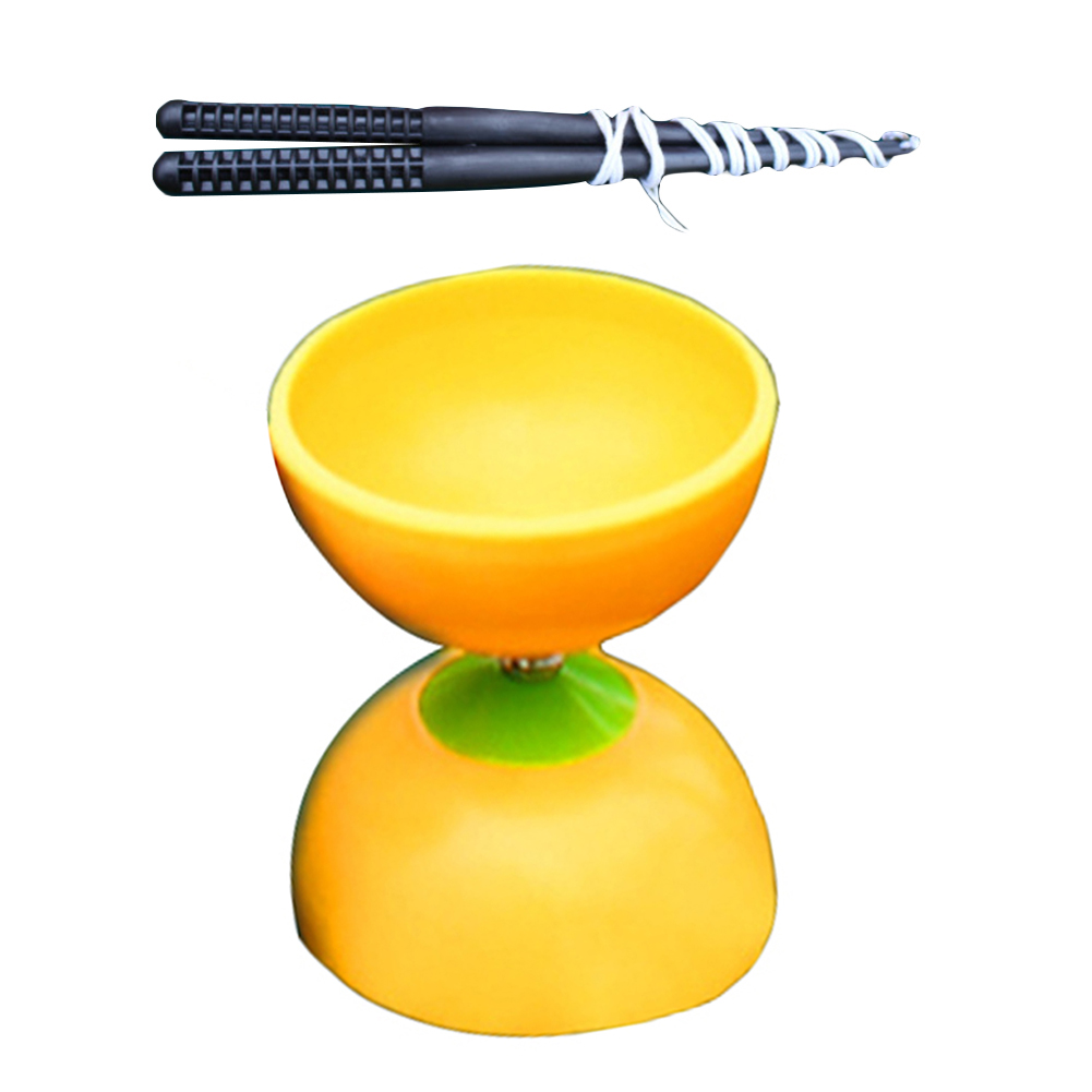Diabolo-Juego de 3 rodamientos de YOYO chino, bolsa de palos de Metal, juguetes para niños, adultos y ancianos: YELLOW