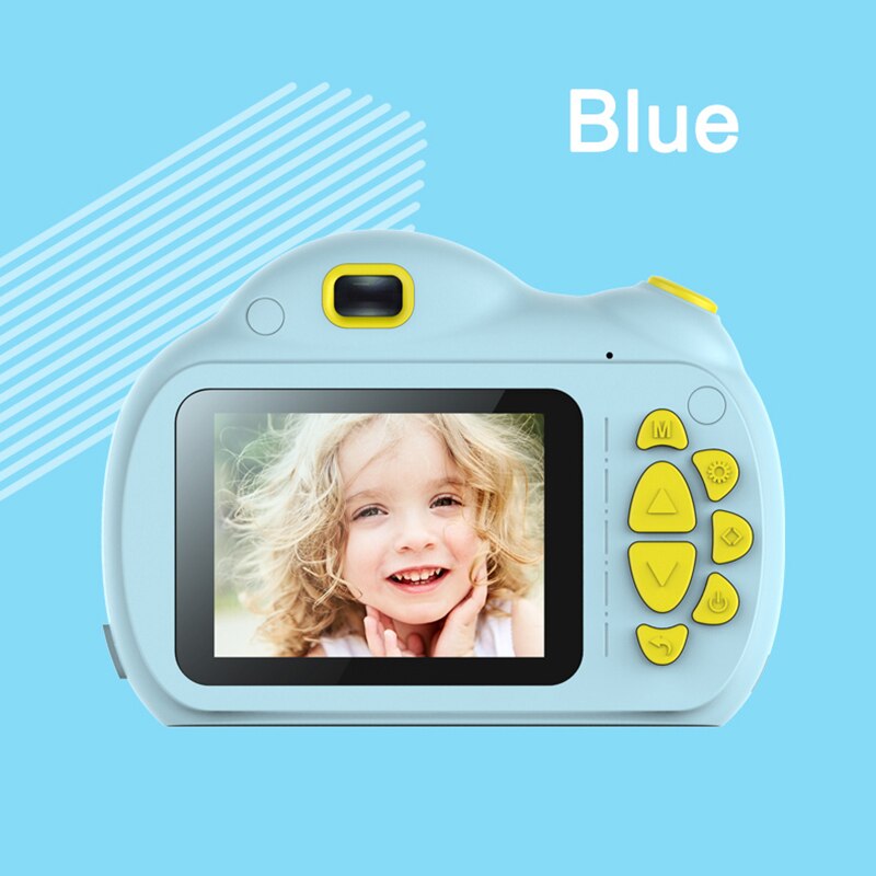 children's mini digital camera 1800W front and rear camera 2.4 inch cartoon cute camera outdoor photography kids camera: Blue / 16G