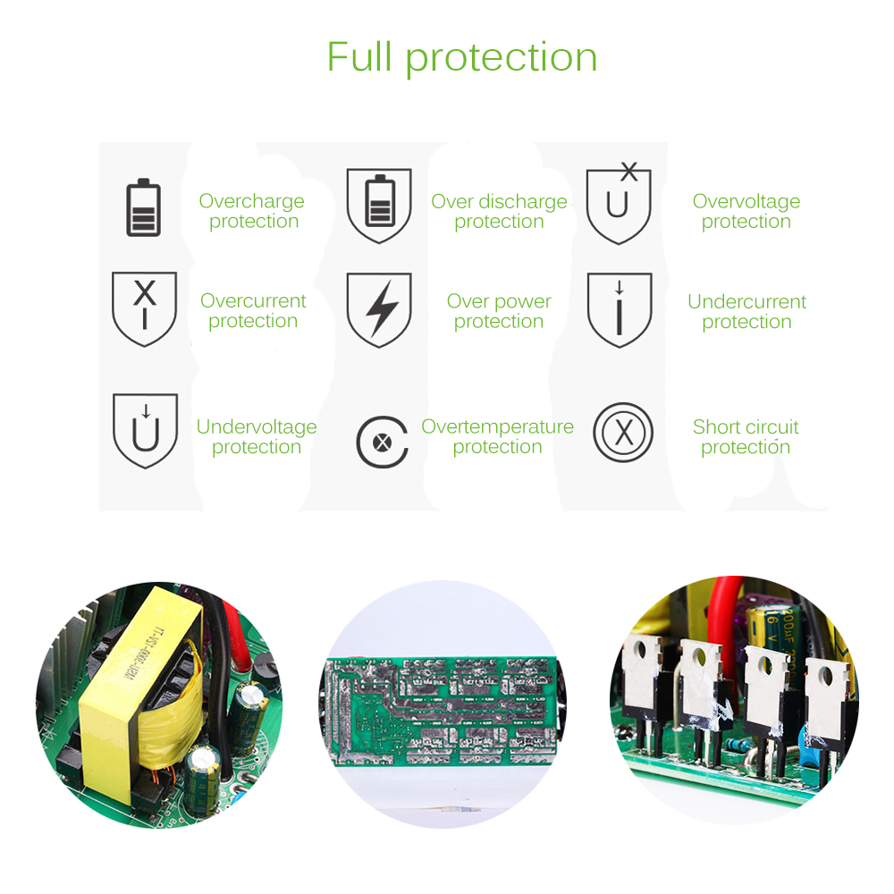 Inverter 12v 220v 2000w power inverter dc to  ac 12v to 220v bilspændingsomformer med usb billader til iphone 6 7 8