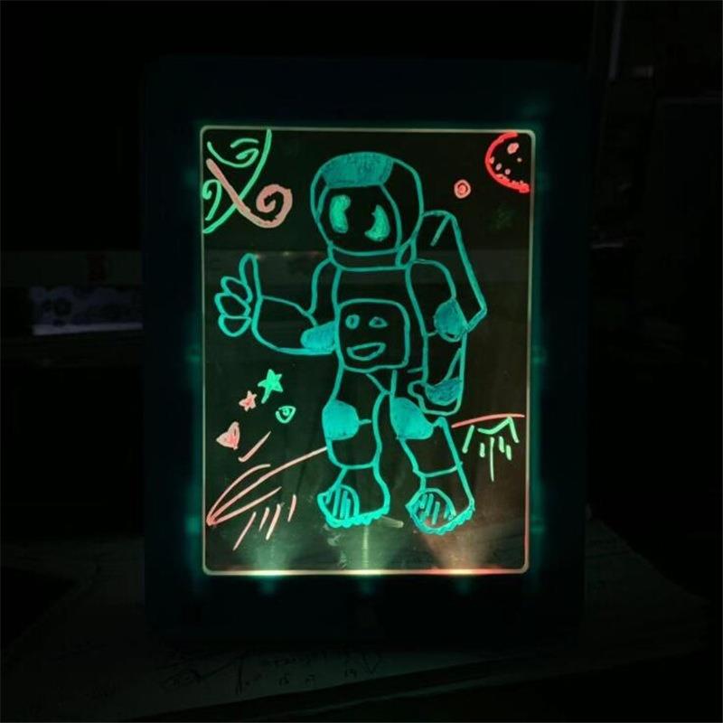 Led rittavla intressant tecknad blå/röd glödande rittavla student 3d tavla skriv graffiti magisk rittavla