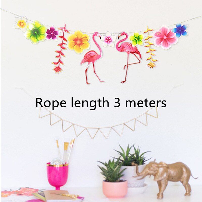 Glücklich Geburtstag Tropische Kokosnuss Blätter Girlande Flamingo Banner Flagge Erste Brithday Kinder Party Weihnachten Hochzeit Partei Liefert