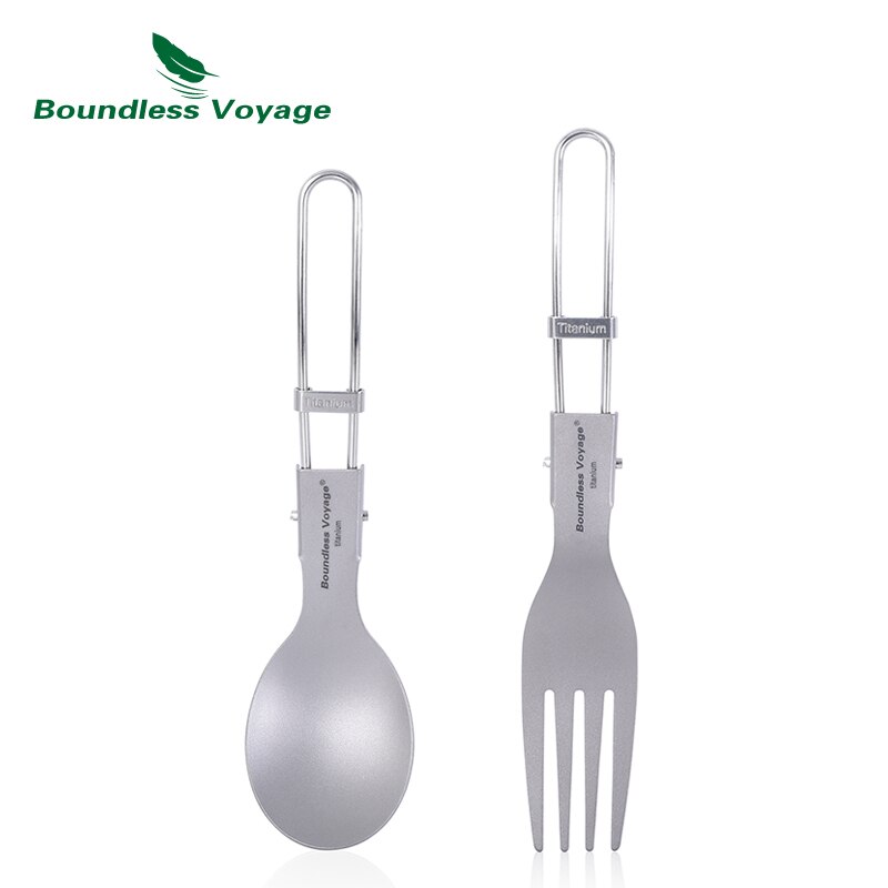 Grenzeloze Voyage Camping Servies Titanium Bestek Vouwen Lepel Vork Spork Eetstokjes Outdoor Picknick Draagbare Bestek Set: spoon fork