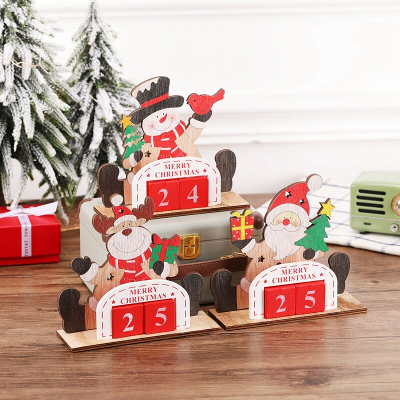 Ornamenten kalenders kerstversiering kerstman houten ornament rekwisieten decoratie licht ornamenten kalender hanger