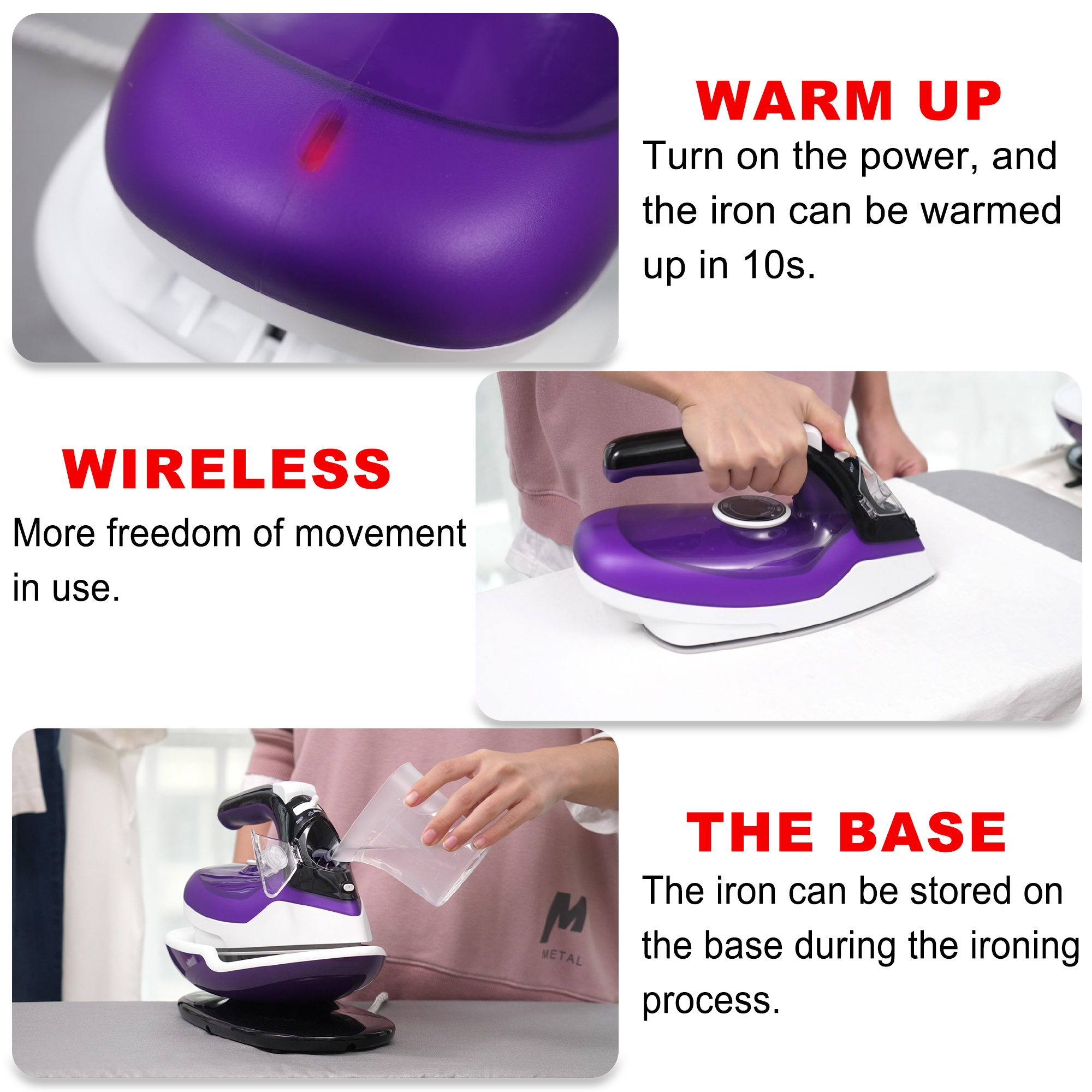 Cordless Steam IronS For Clothes Steam Generator Travel Wireless Iron Ironing Ceramic Soleplate Multifunction Adjustable Sonifer