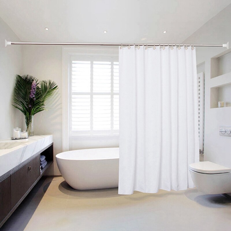 Stainless Steel Adjustable Curtain Rod Tension Rod Cloth Rail Bathroom Anti-Slip No Drilling Rustproof