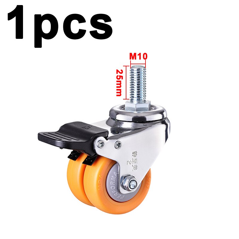1.5/2Inch Zware Dubbele Rij Wiel Industriële Wiel Nylon Wiel Universele Caster Meubelen Caster Woonaccessoires: 1.5inch / 1pcs with brake M10