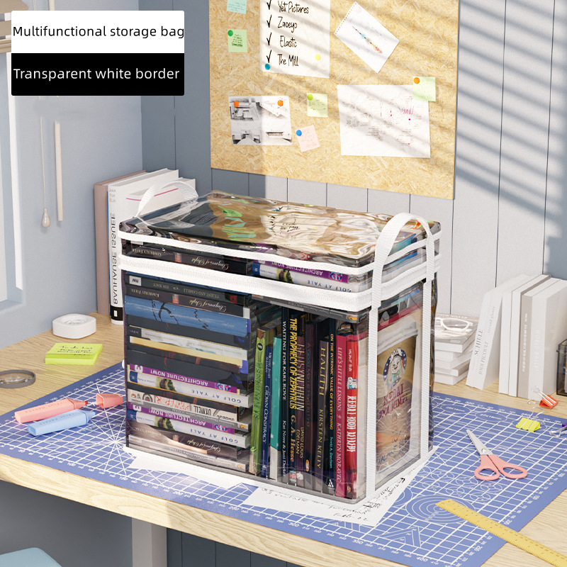 Multi-Functional Transparent Storage Bag Box Suitable for Books Toys Miscellaneous Items Large Organizer Storage Box: 20cm*15cm / Red