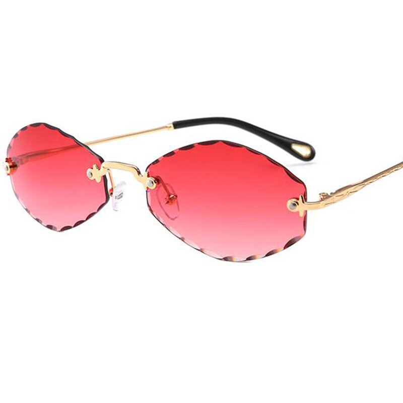 Populaire Kleine Randloze Zonnebril Dames Luxe 90 S Vintage Paars Ovale Zonnebril Man Oculos De Sol