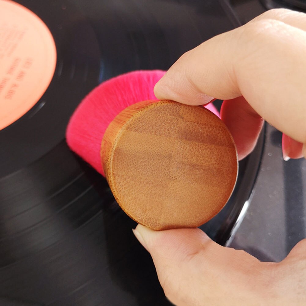Draaitafel Mini Handheld Anti Statische Borstel Stof Verwijderen Cd Album Zachte Accessoires Bamboe Handvat Lp Vinyl Draagbare