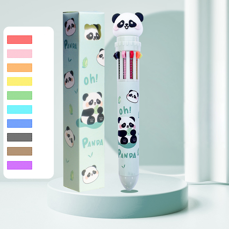 1 stücke Zehn farben kugelschreiber Karikatur Nette Farbe durch typ Multi funktionale unterschrift stift 12 farben neutral stift malerei preis: Burgunderrot