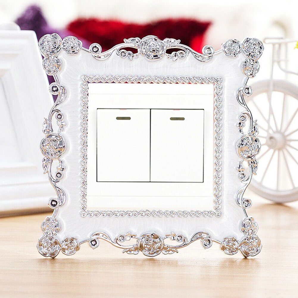 Bricolage décoration doré salon décoratif Stickers muraux Double/simple interrupteur de lumière plaque de couverture Rose dentelle interrupteur autocollant mur