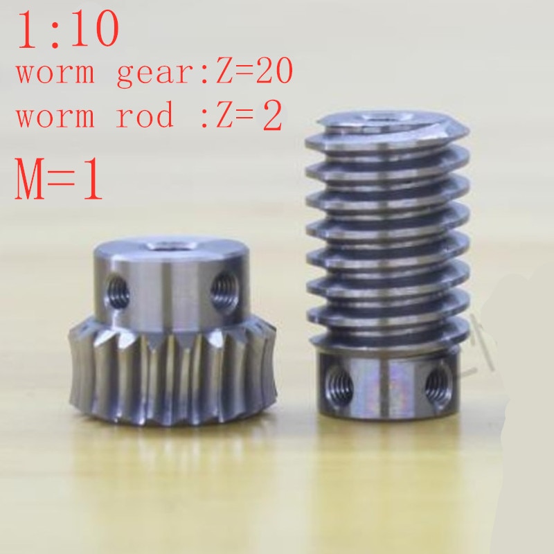 1m-20 tannsforhold :1:10 elektriske motorer stål snekkegirstang sett snekkegirhull 8mm,  stanghull 8mm