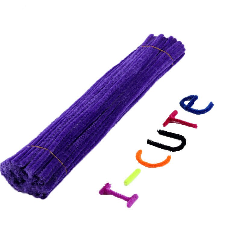 100 stuks 30cm Kleurrijke Chenille Stelen Chenille Kinderen Speelgoed Kerst Verjaardagsfeestje Decoraties Kunsten DIY Craft Supplies: Purple 2