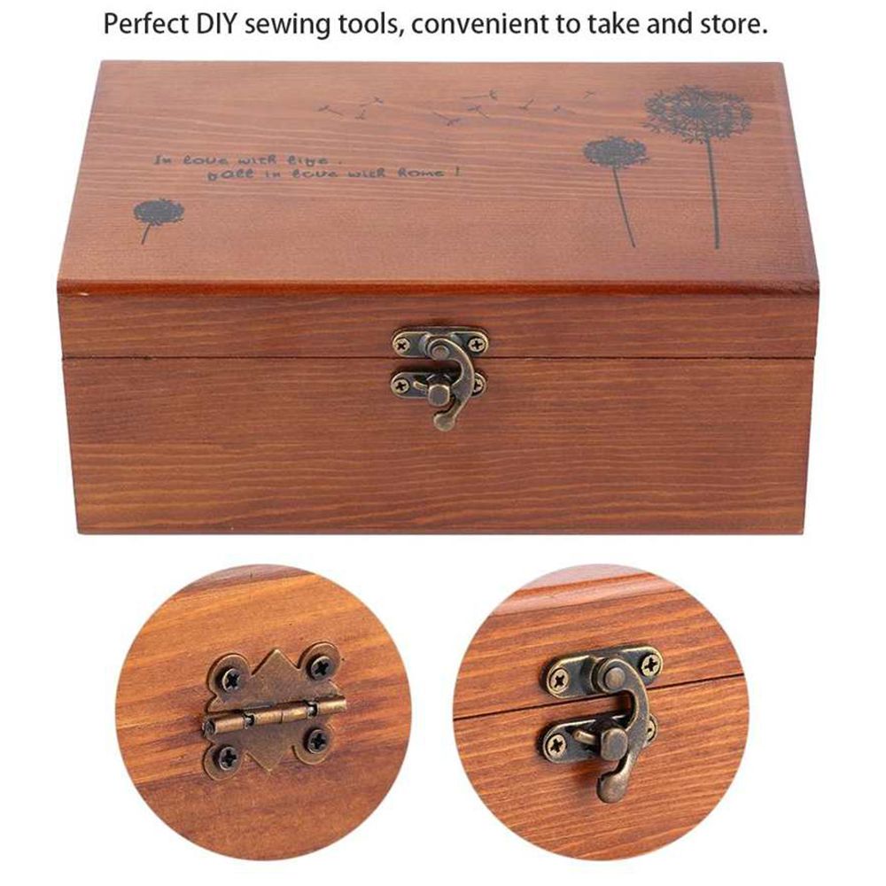 Wooden Vintage Needle Thread Box Household Sewing Empty Basket Needle Thread Storage Case Organizer DIY Sewing Kit Tools