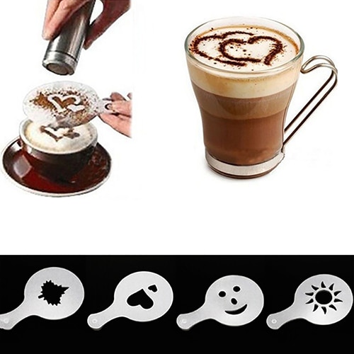 16Pcs Coffee Art Stencil Cappuccino Latte Templates DIY Decoration Mold Coffee Cake Stencil Barista Decoration tools