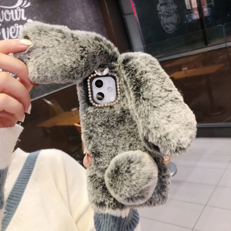 Plysj Kanin Mobildeksel - Støtsikkert, anti-fingeravtrykk, Støvtett - til eple iPhone 11-14 Serie