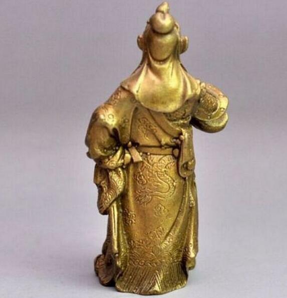 Sjælden kinesisk bronze messing drage kriger guan gong guan yu statue