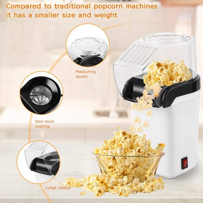 Air popcorn popper maker, elektrisk luft popcorn maskin -1200w,  oljefri