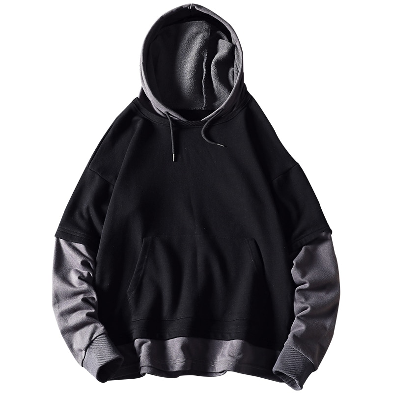 Casual Men Hip HOP Hoodies Sweatshirts Streetwear One Piece Brand Black Grey