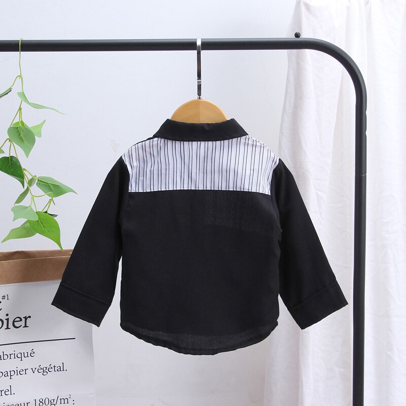 Ropa de para niños y niñas, blusa con solapa a rayas, ropa deportiva informal de algodón para bebés, primavera y otoño