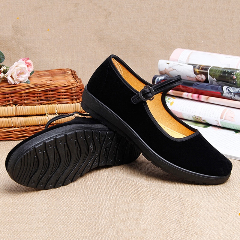 Traditionnel chinois vieux Beijing chaussures tissu femmes chaussures plates Massage hôtel travail décontracté toile chaussures antique drame accessoires Performances