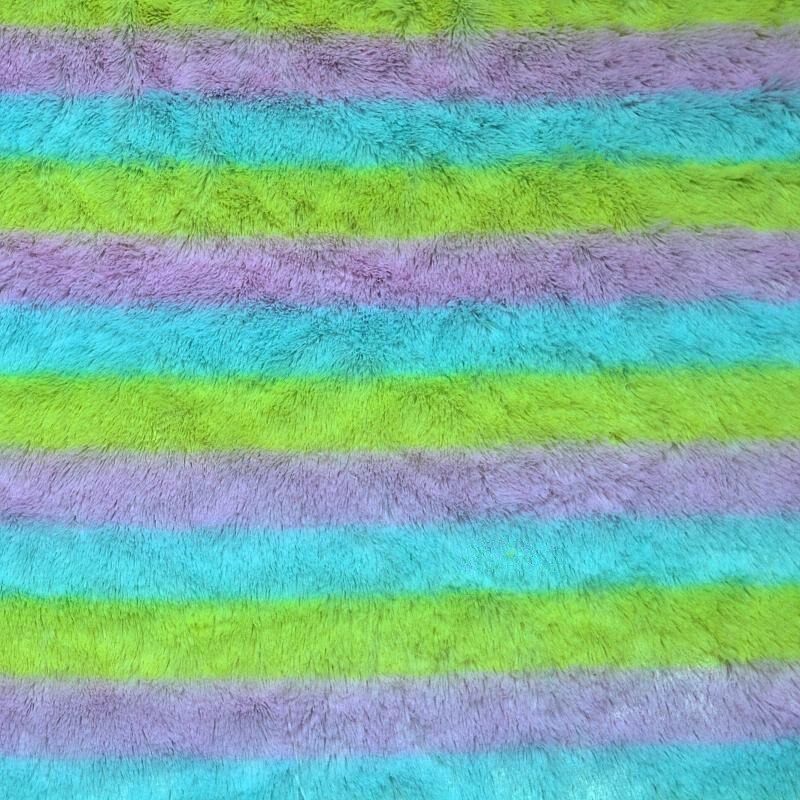Tre farve barer pv fløjl plys stof regnbue stof til farverig alpaca dukke 150cm*50cm