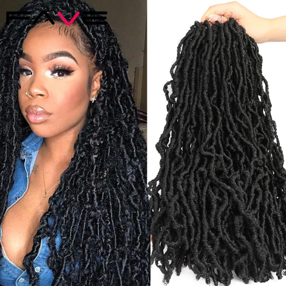 Fave Nu Locs Crochet Hair Braids 18Inch Faux Locs Curly Synthetic Hair Pre Loop Crochet Braiding 21Strands/Pack For ererybody: 10Pcs/Lot
