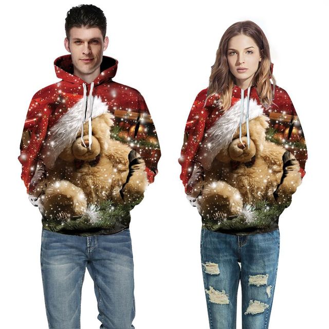 Sweat à capuche de skateboard imprimé 3D Animal de noël pour amoureux sweat à capuche à manches longues hauts pour couple et pulls Hip Hop Streetwear: QL-6129 / XXL   XXXL