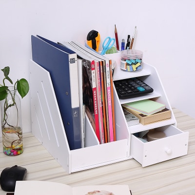 desk accessories file tray organizer Multi Use Stationery Organizer Box With Document File Book Stand Pen Holder Drawer Rack