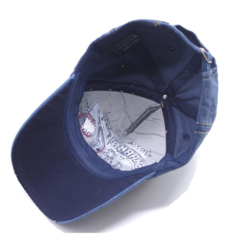 Hoed Mannelijke Zomer Schaduw Baseball Cap 100% Katoen Shark Geborduurde Hoed Unisex Verstelbare Piek Cap Dames Casual Zon