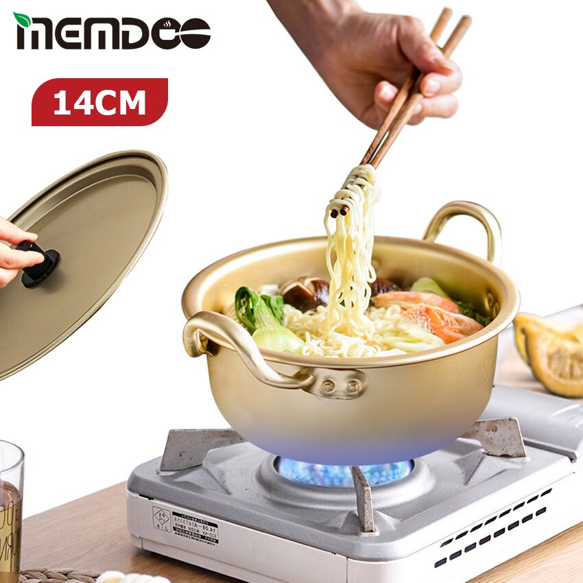 Memdoo 14/18cm ramen macarronetes panelas coreano panela de sopa cozinhar pote de aço inoxidável pote de comida para bebê rápido aquecimento para cozinha: 14cm