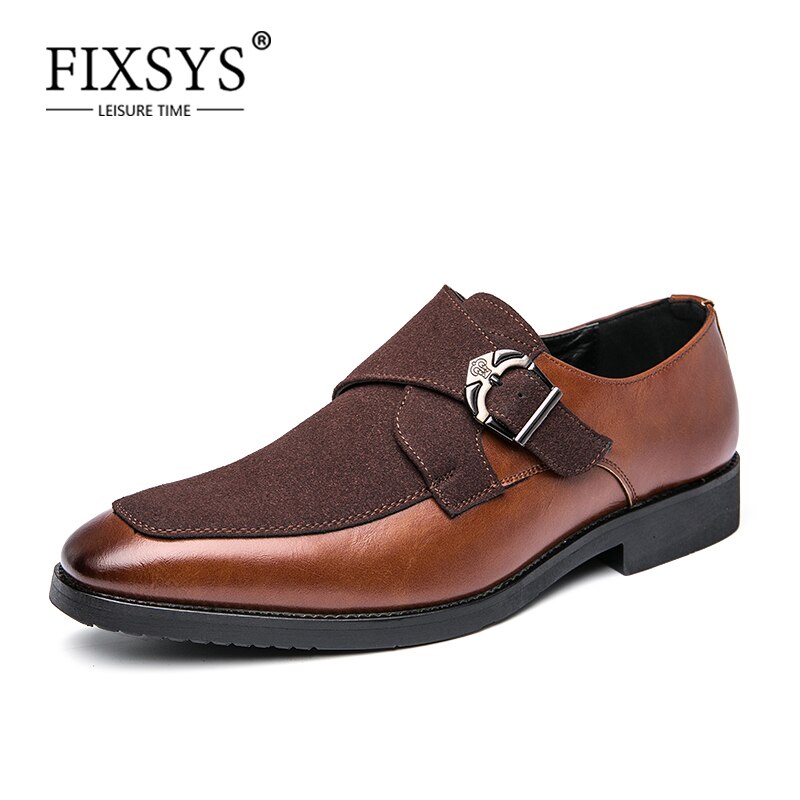Tosjc herr spänne munk rem skor läder företag formella skor spetsad tå oxfords skor vintage man weddign kontorsskor