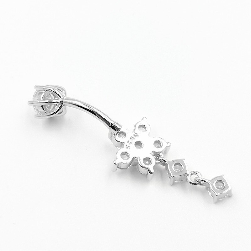 HelloLook – Piercing pour le ventre en argent Sterling 925, anneau de nombril en Zircon à fleurs, bijoux de luxe pour mariage