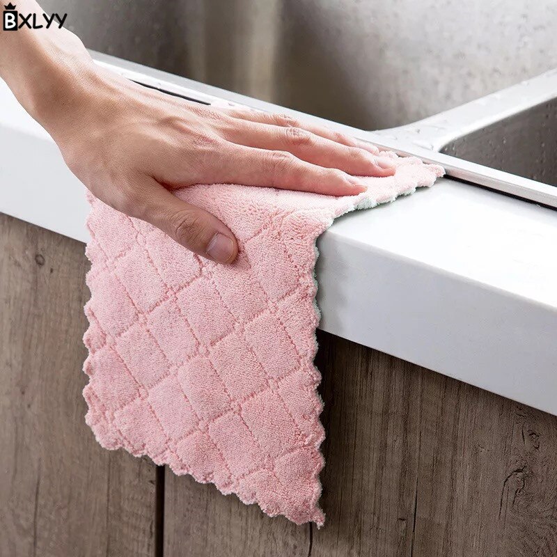 BXLYY 27x16cm multifunctionele Coral Fluwelen Poetsdoek Huishoudelijke Schoonmaakdoekje Keuken Accessoires Keuken Helper Bakken schotel. T