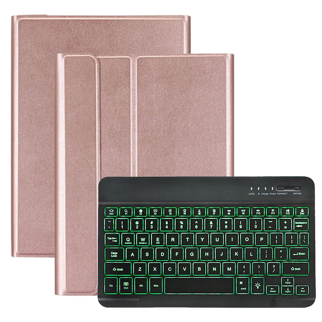 35 @ Keyboard Cover Backlit Toetsenbord Case Voor Samsung Galaxy Tab Een 10.1 T510 Cover Verwisselbare Bluetooth Toetsenbord Lederen Funda: Rose Gold