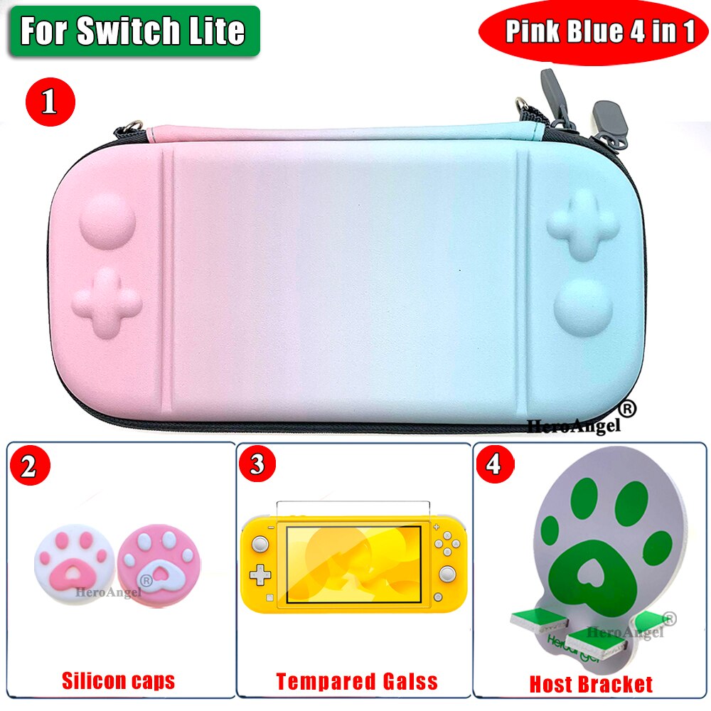 Hard Travel Protective Storage Bag For Nintend Switch For Nintendo Switch Console Case Game Accessories with Game Card Slots: Lite Pink Blue