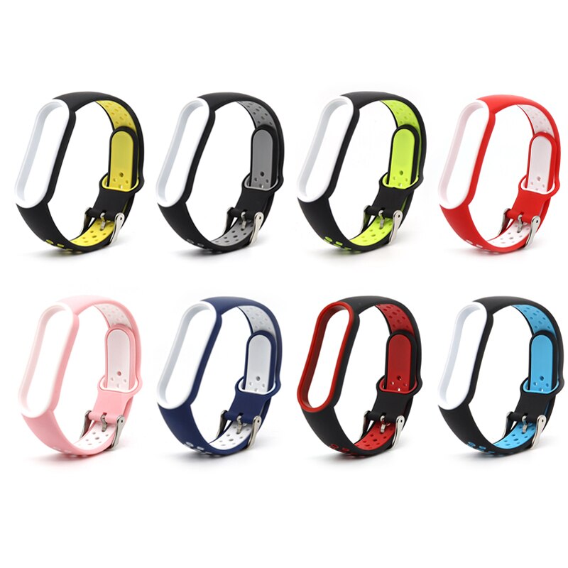 Para Xiaomi Mi Band 5 4 3 6 Correa de doble Color pulsera de silicona reemplazo para Xiaomi Band 4 MiBand 3 5 6 correas de banda